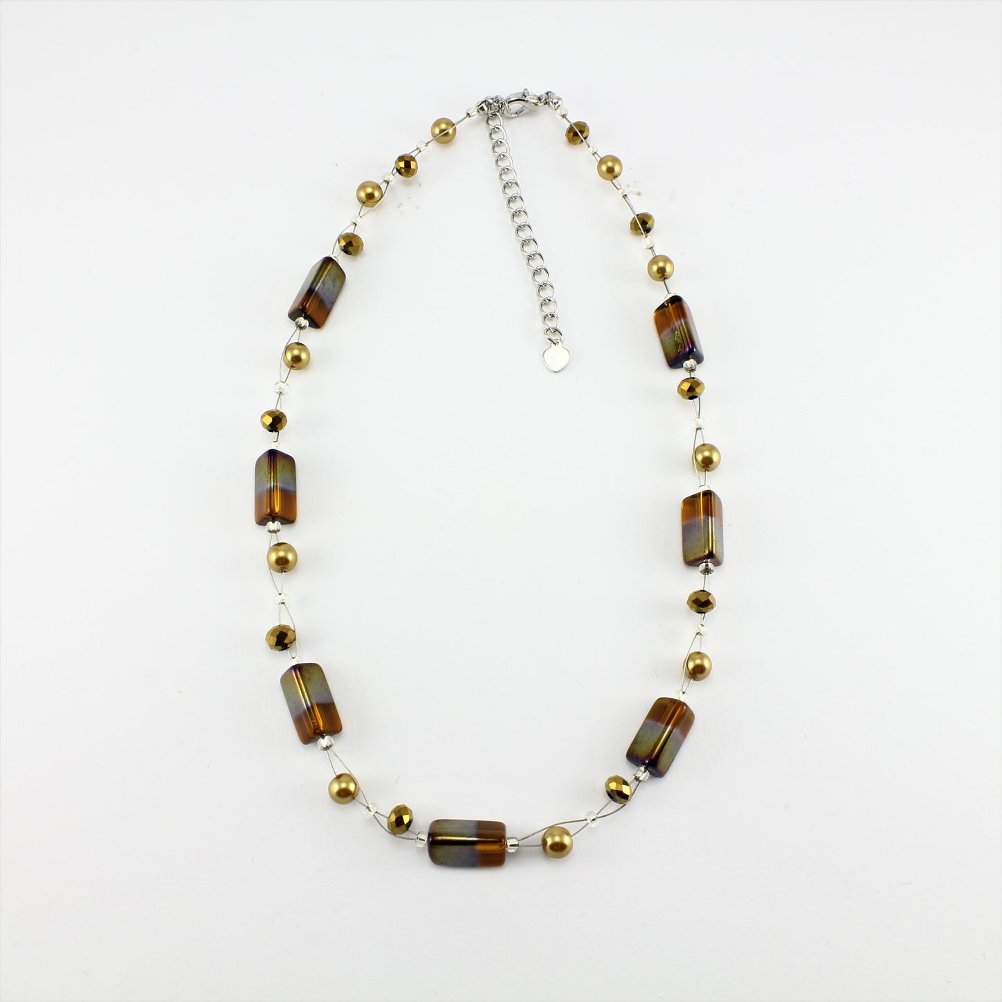 SWN0043GO - PIPPA - Gold Rectangle Glass Crystal Necklace