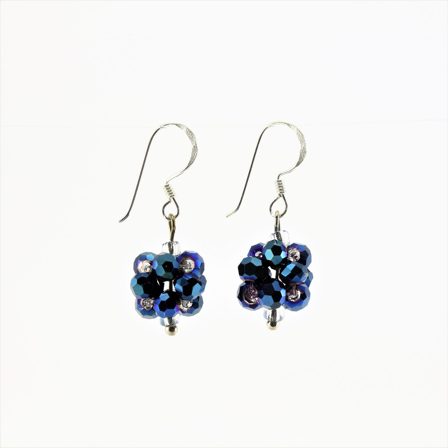 SWE0008BL - OLIVIA - Navy Blue Glass Crystal Drop Earrings