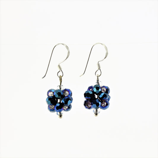 WSWE0008BL - OLIVIA - Navy Blue Glass Crystal Drop Earrings