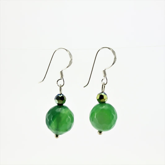 SWE0013GN - EMMA - Green Agate Stone Drop Earrings