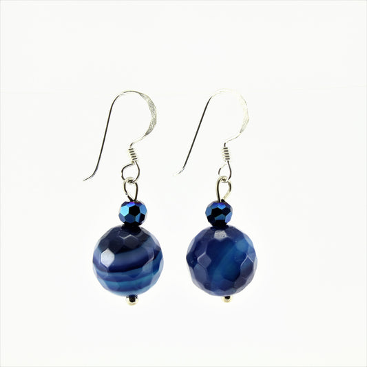 SWE0013BL - EMMA - Blue Agate Stone Drop Earrings