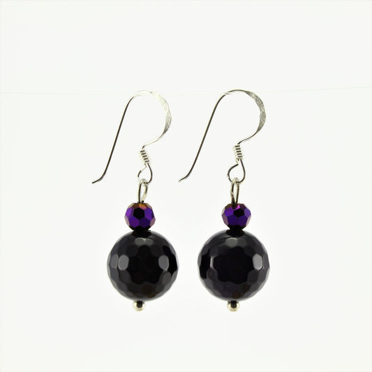 WSWE0013PU - EMMA - Purple Agate Stone Drop Earrings