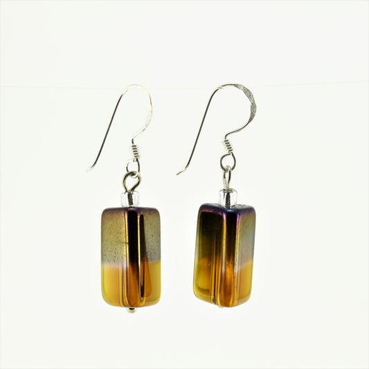 SWE0043GO - PIPPA - Gold Rectangle Glass Crystal Drop Earrings
