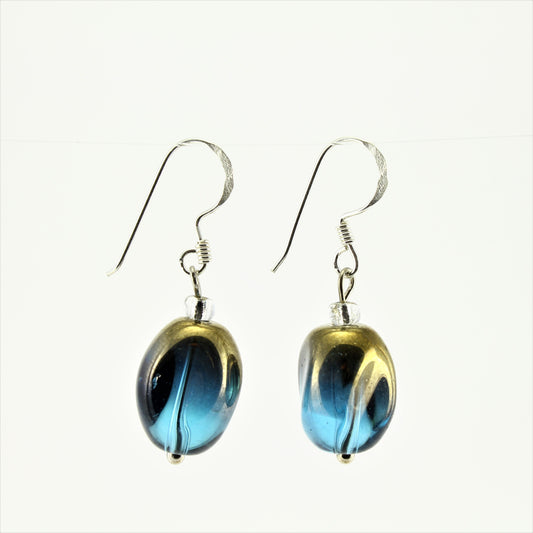 SWE0029TU - ALICE - Turquoise/Gold Glass Crystal Drop Earrings