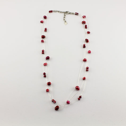 WSWN0050RE - MILLY - Red Freshwater Pearl Necklace