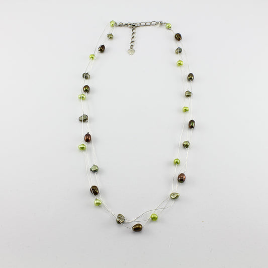 SWN0050GN - MILLY - Olive Green Freshwater Pearl Necklace