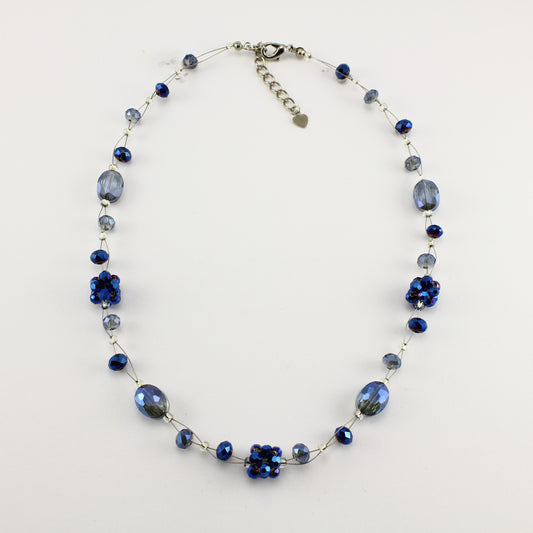 SWN0008BL - OLIVIA - Navy Blue Glass Crystal Necklace