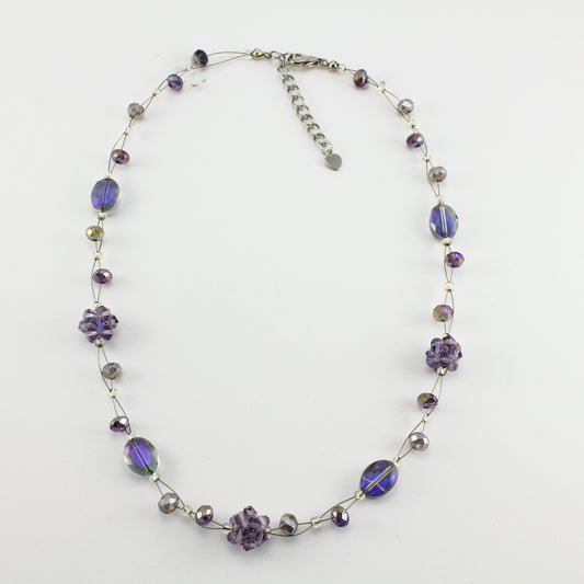 WSWN0008PU - OLIVIA - Purple Glass Crystal Necklace
