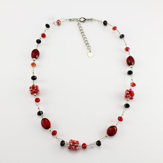 WSWN0008RE - OLIVIA - Red Glass Crystal Necklace