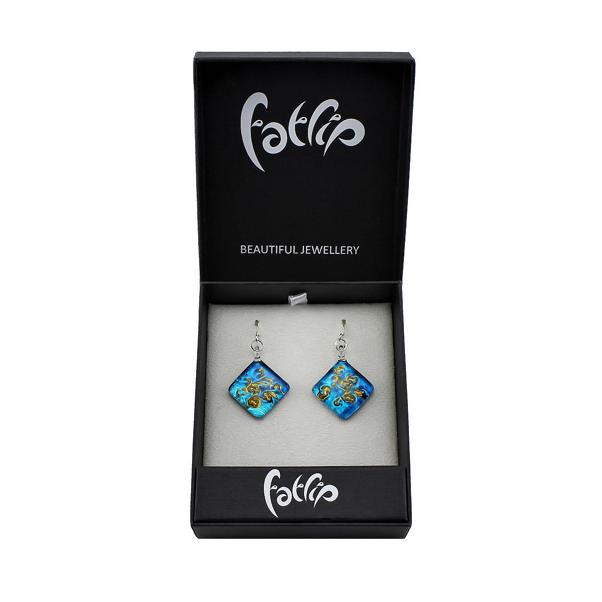 SWE503 - Blue Glass Diamond Drop Earring