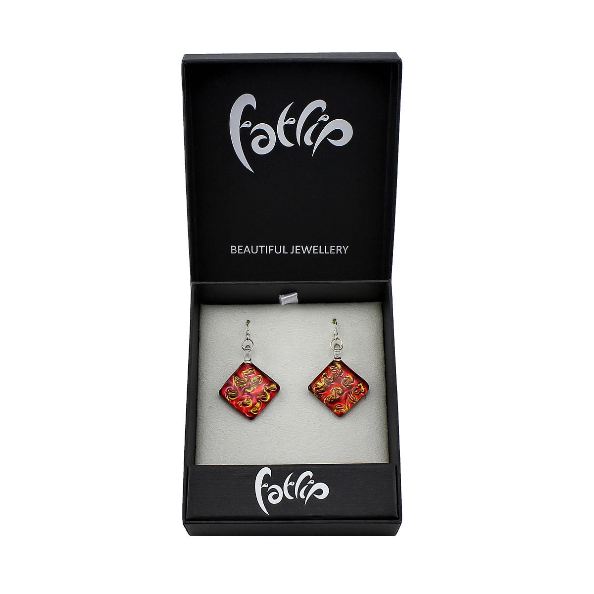 SWE504 - Red Glass Diamond Drop Earring