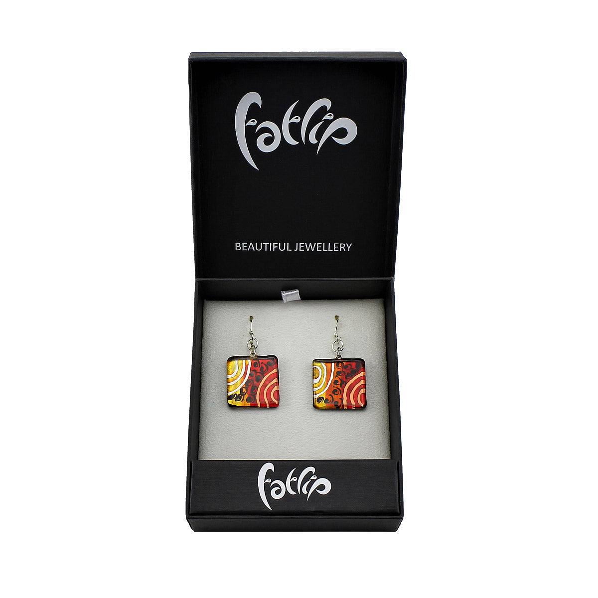 SWE505 - Multi-colour Glass Square Drop Earring