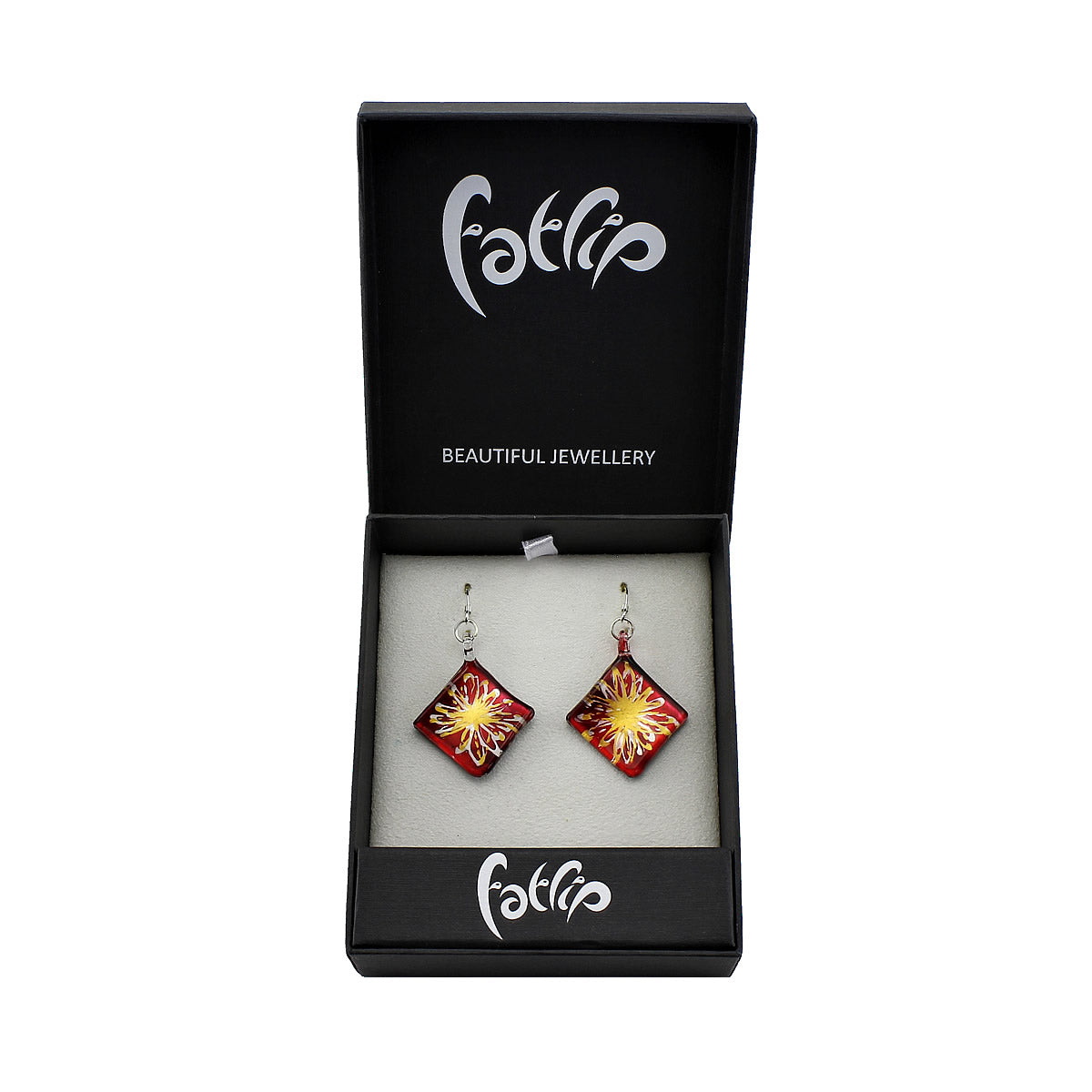 SWE513 - Red Glass Diamond Drop Earring