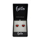 SWE522 - Red Glass Heart Gold Fleck Drop Earring