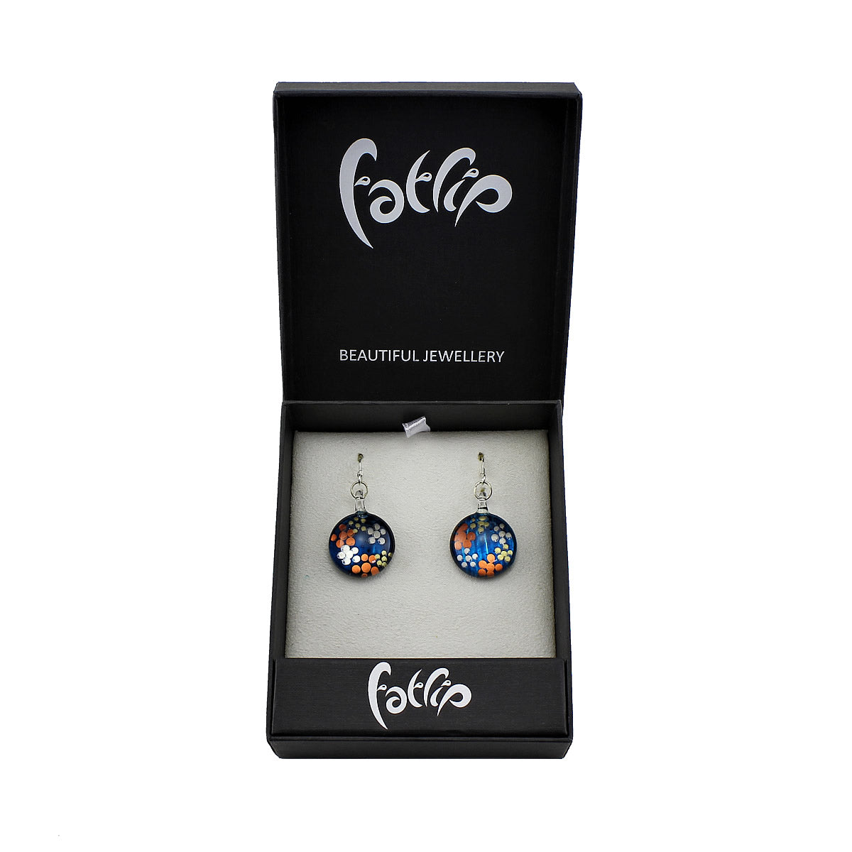 SWE525 - Blue Glass Round Dotted Drop Earring