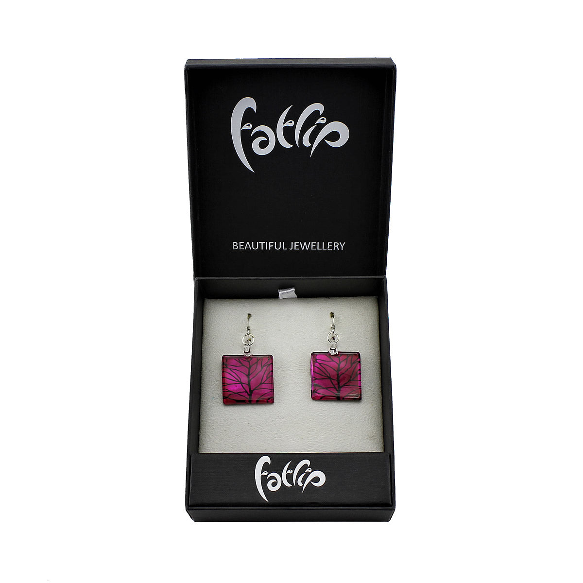 SWE530 - Red Glass Square Branch Drop Earring
