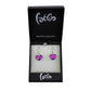 SWE569 - Pink Purple Glass Two-tone Heart Drop Earring