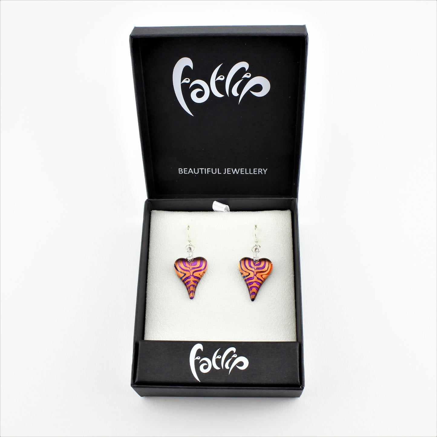 SWE573 - Multi Coloured Glass Heart Earrings