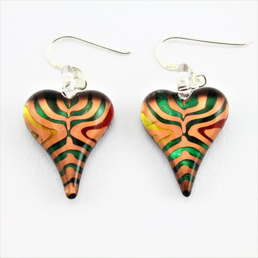 SWE574 - Multi Coloured Glass Heart Earrings