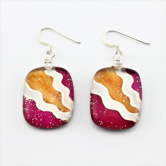 SWE580 Multi Coloured Oval Glass Heart Earrings