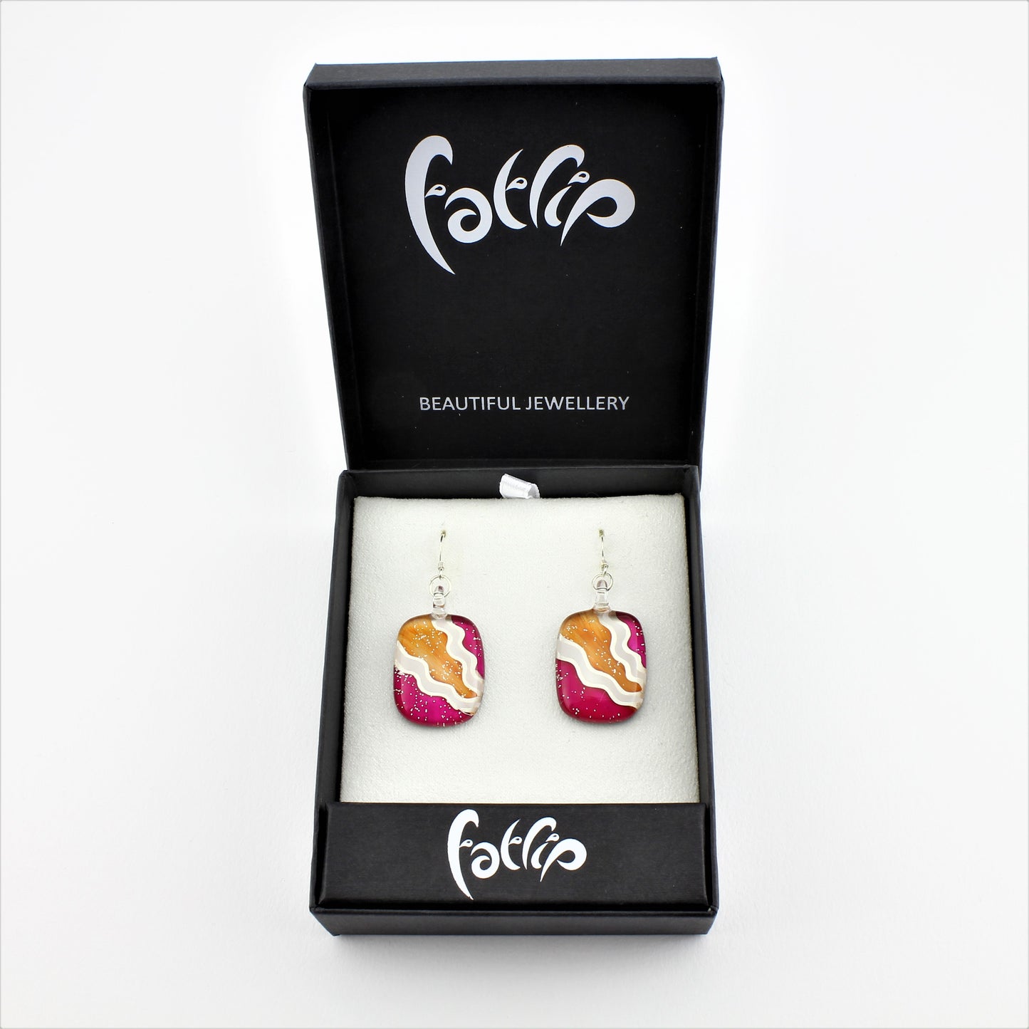 SWE580 Multi Coloured Oval Glass Heart Earrings