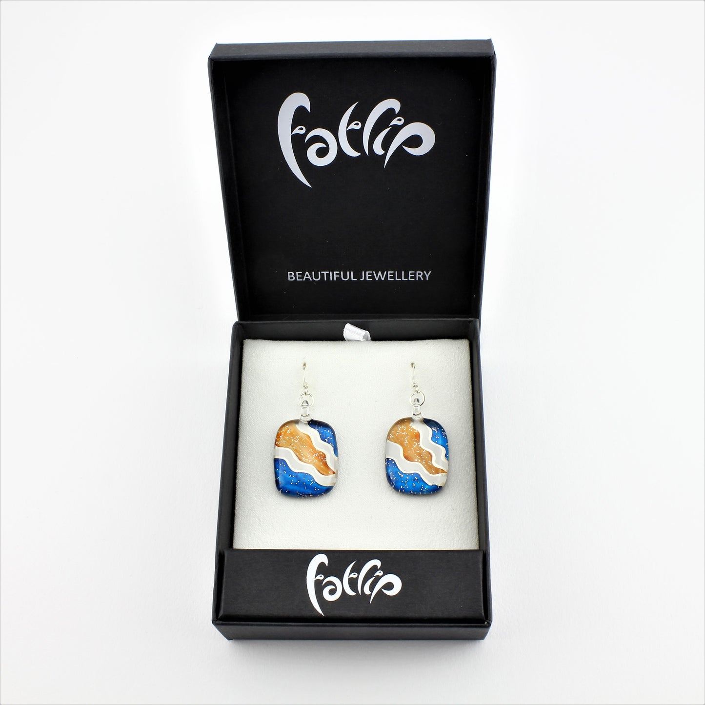 SWE581 - Multi Coloured Oval Glass Earrings