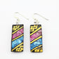 SWE584 - Rectangle Multi Coloured Glass Earrings
