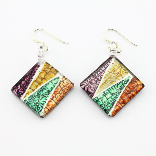 SWE585 - Multi Coloured Diamond Glass Earrings