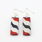 SWE594 - Red,White And Blue Rectangle Glass Earrings