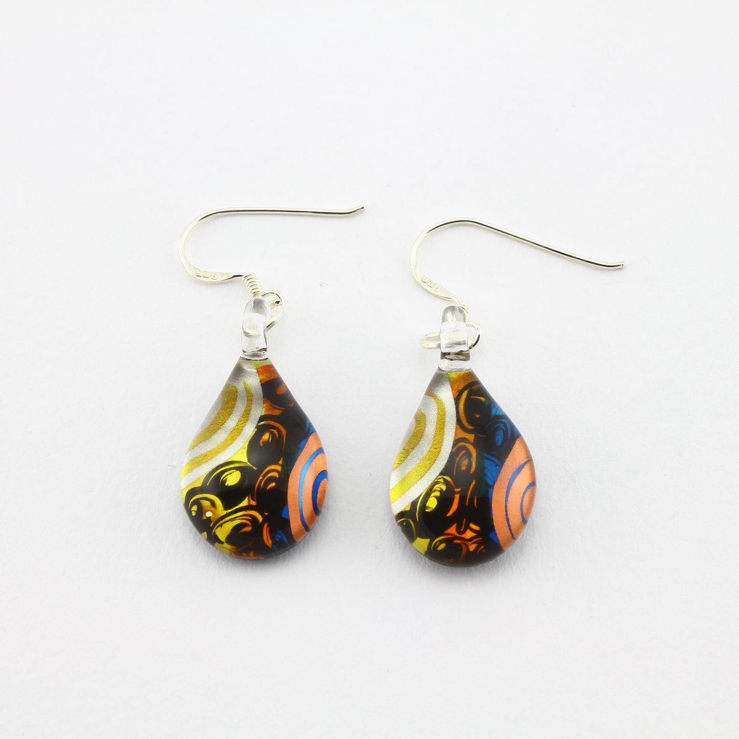 SWE595 - Blue Teardrop Glass Earrings