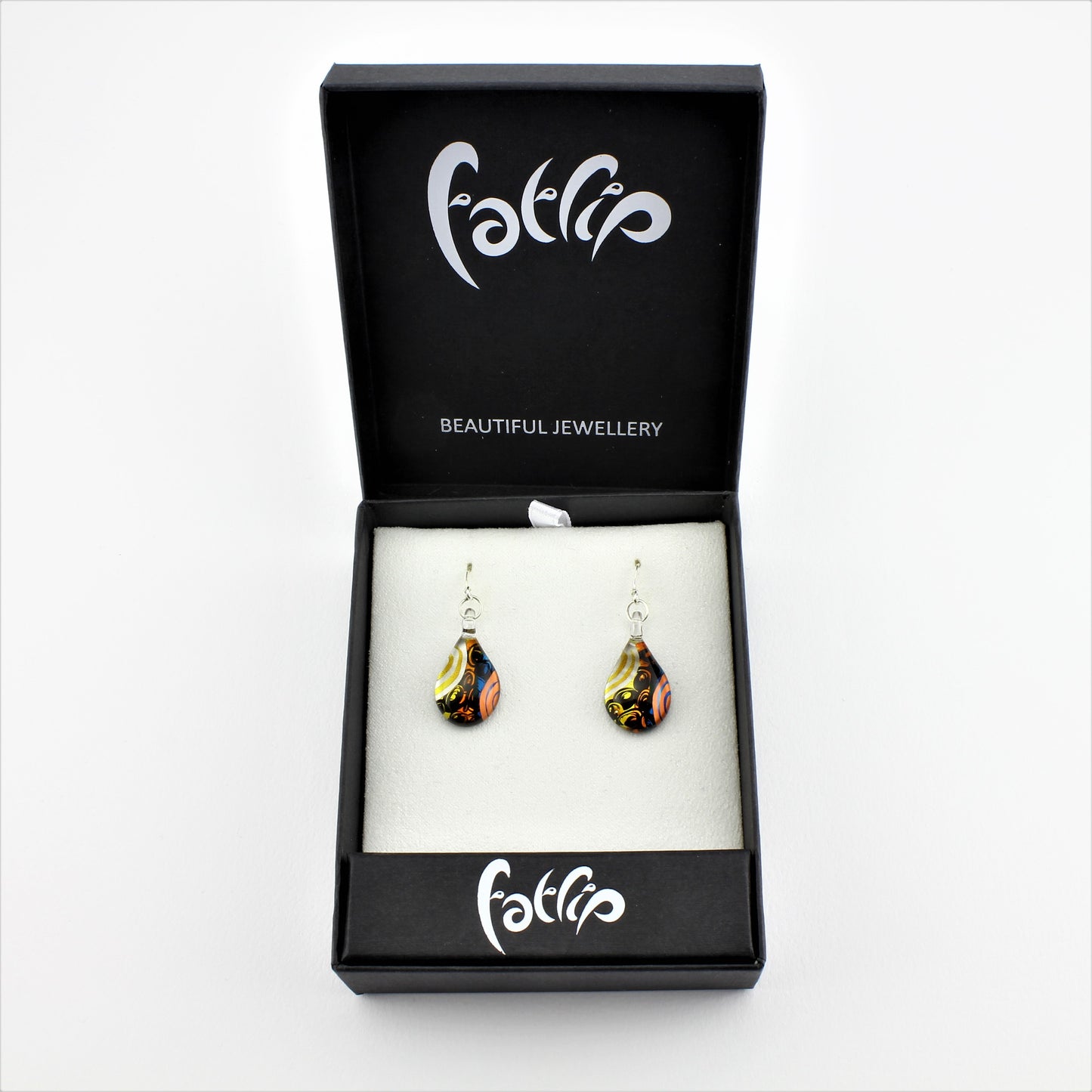 SWE595 - Blue Teardrop Glass Earrings