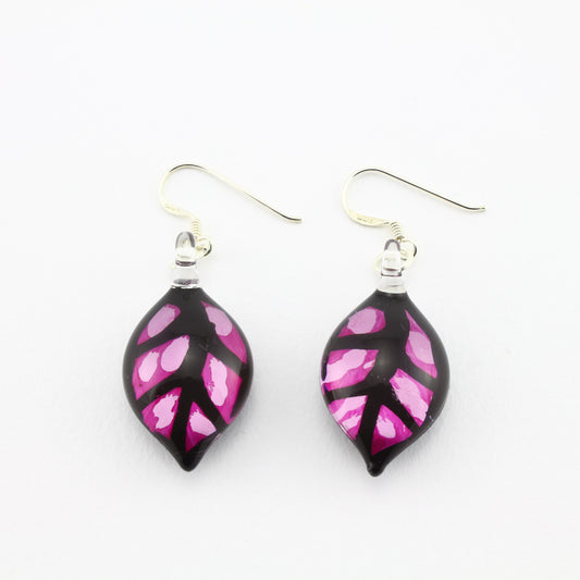 SWE598 - Pink Leaf Glass Earrings