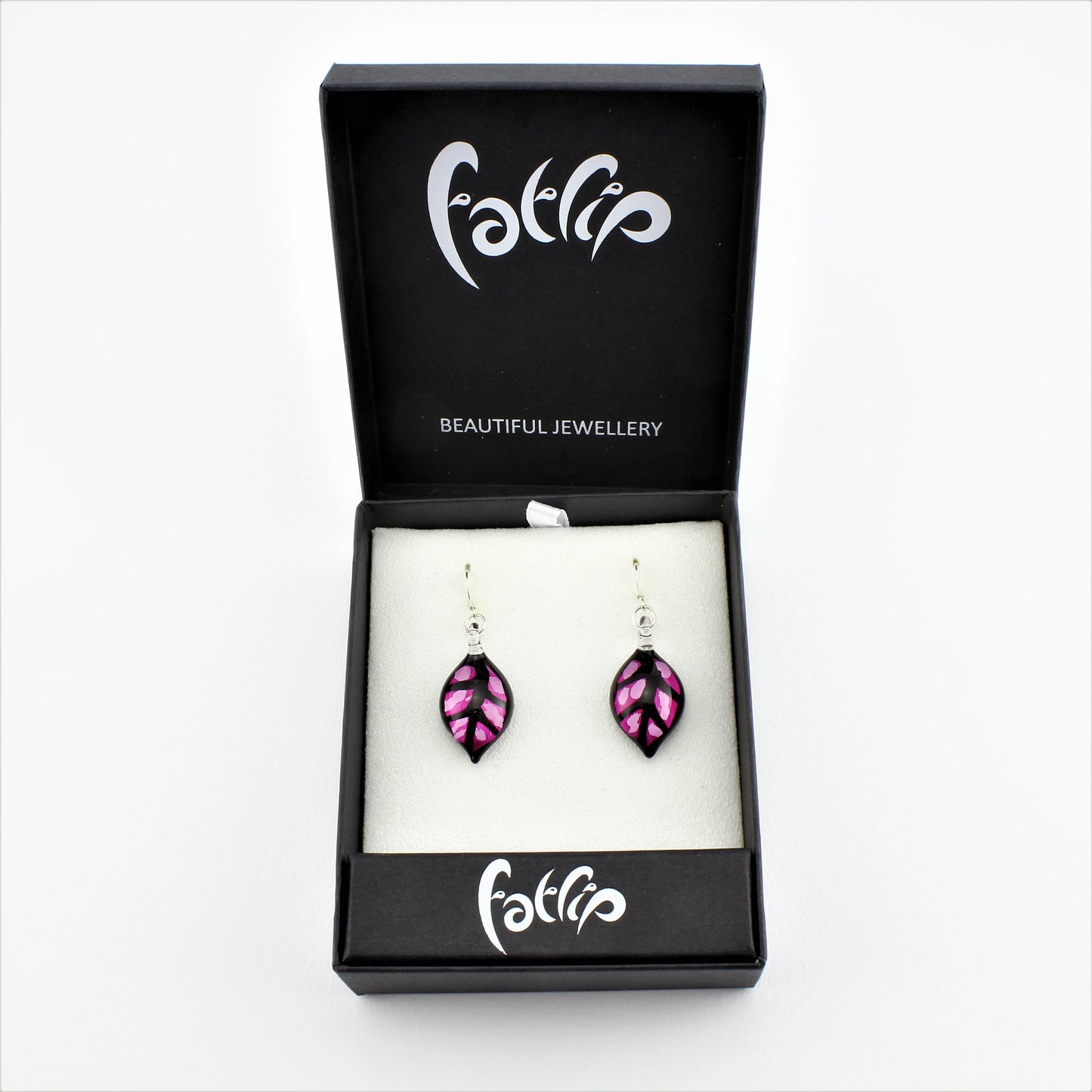 SWE598 - Pink Leaf Glass Earrings
