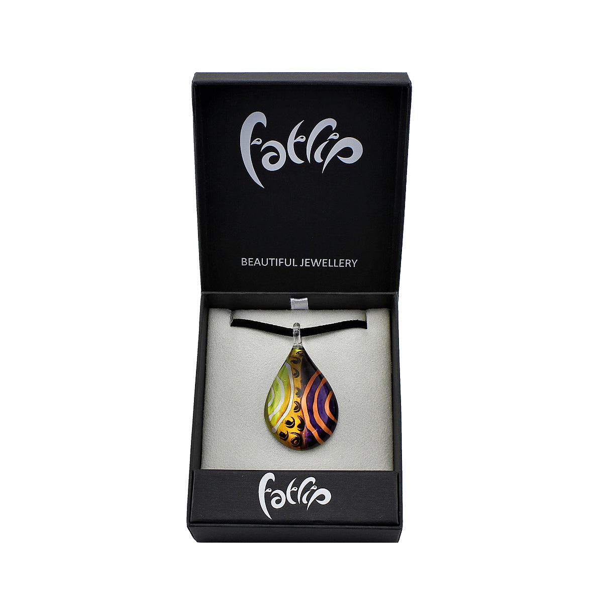 SWN506 - Multi-colour Glass Teardrop Pendant Necklace