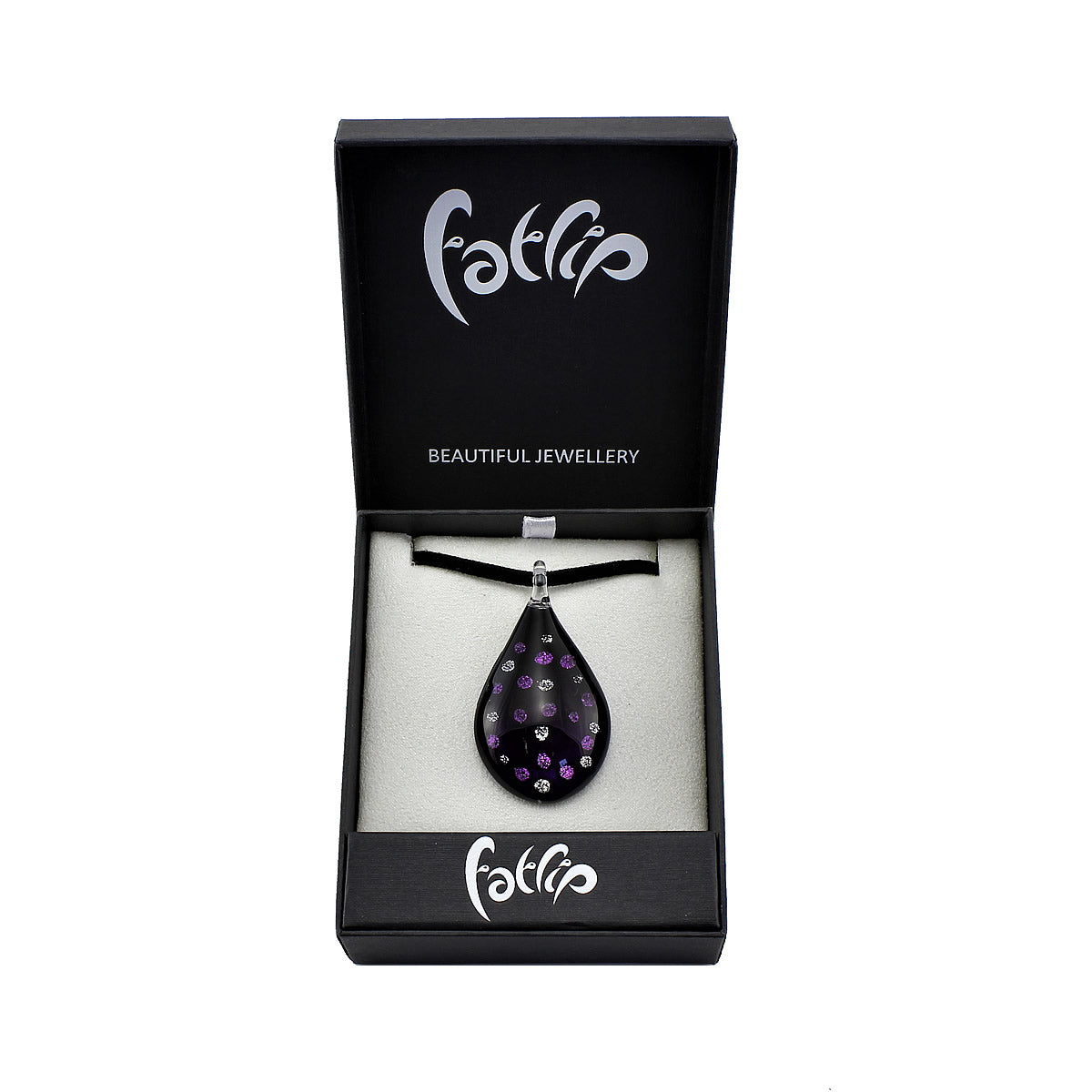 SWN509 - Purple Glass Teardrop Sparkle Pendant Necklace