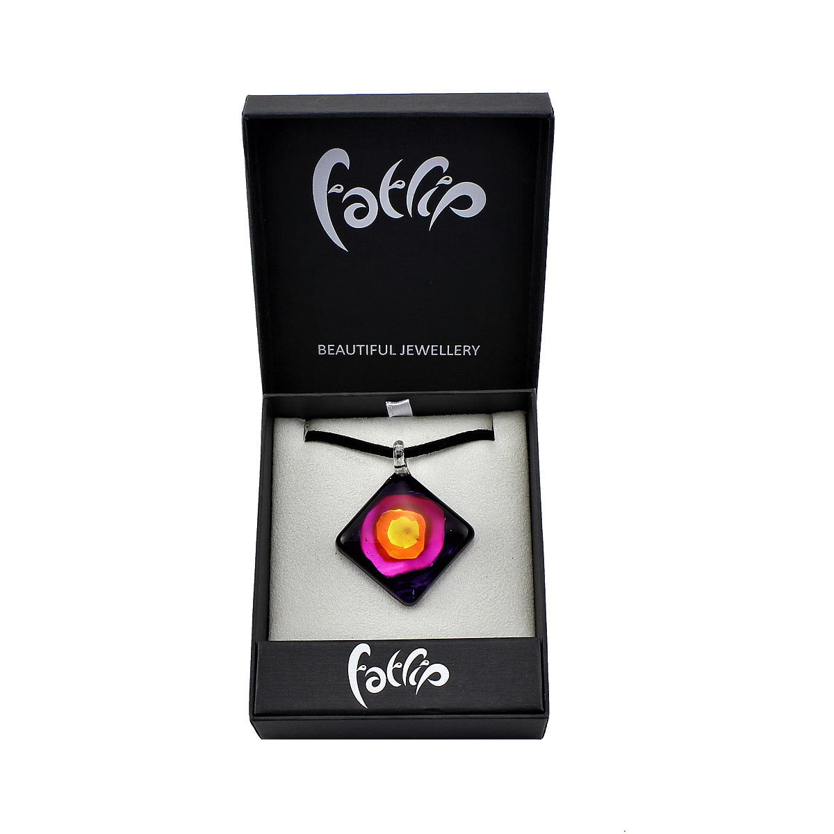 SWN527 - Purple Glass Diamond Swirl Pendant Necklace