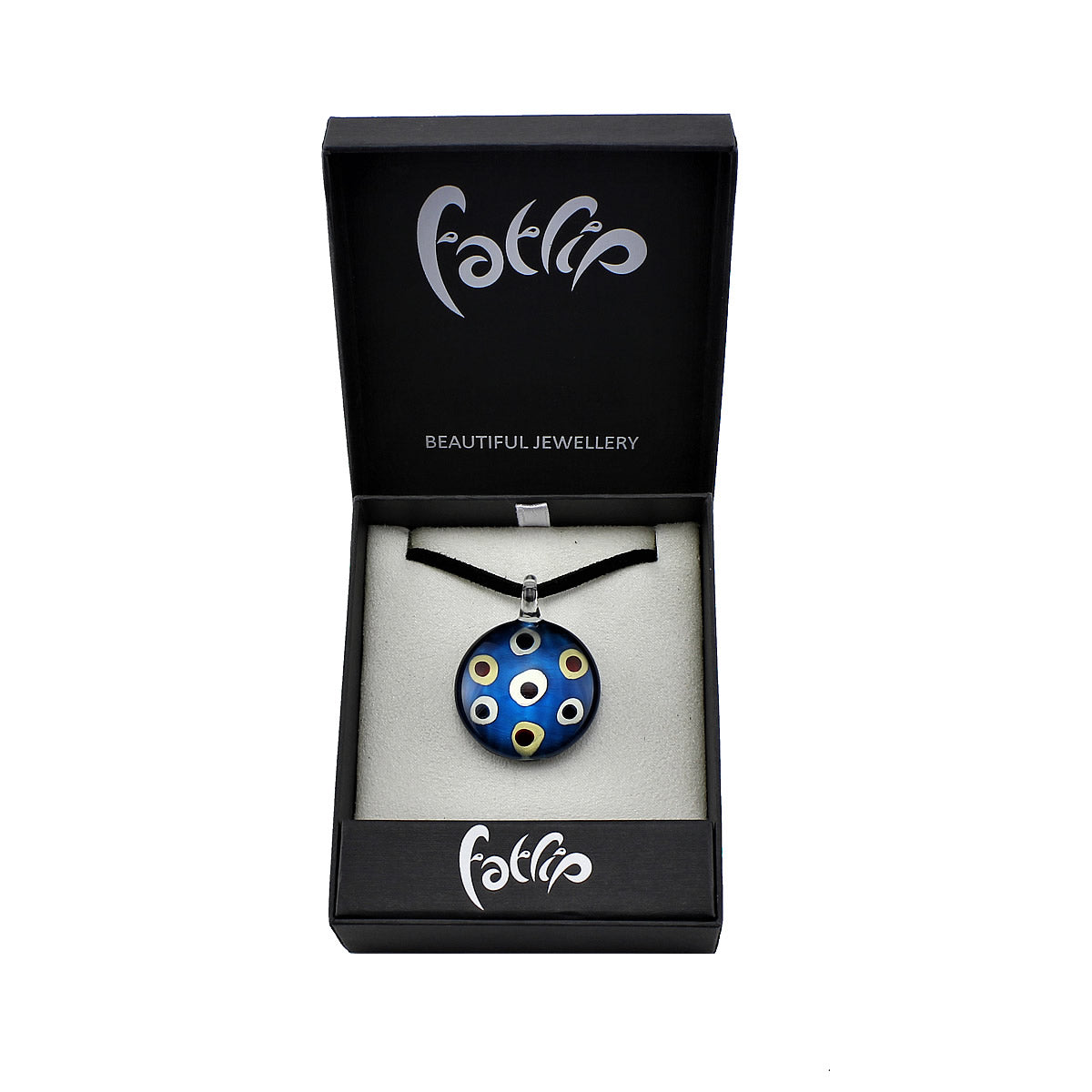 SWN539 - Blue Glass Round Dotty Pendant Necklace