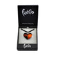 SWN545 - Red Orange Glass Heart Two-tone Pendant Necklace
