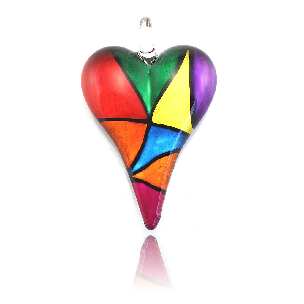 SWN551 - Multi-Coloured Glass Heart Pendant Necklace