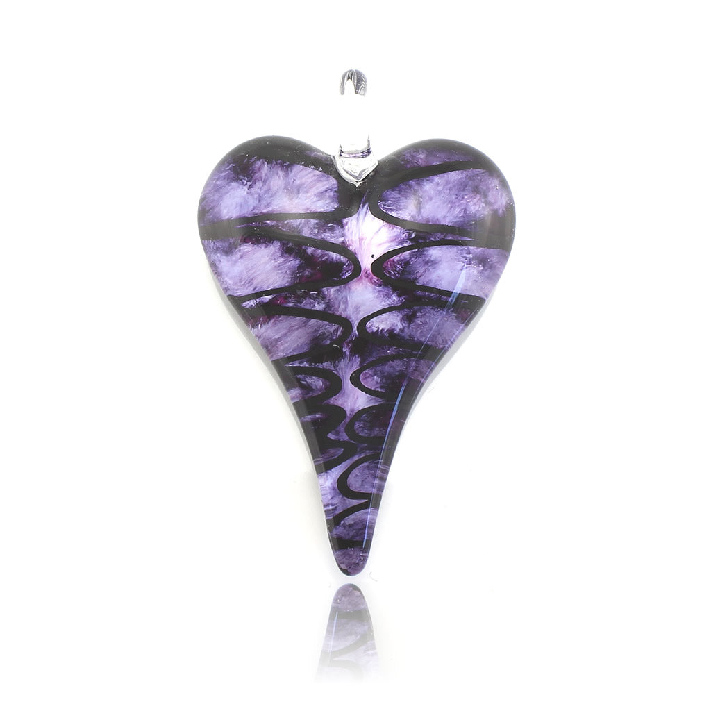 SWN554 - Purple Glass Heart Pendant Necklace
