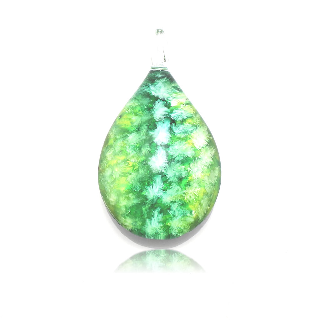 SWN559 -  Green Glass Teardrop Pendant Necklace
