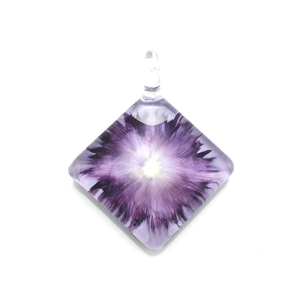 SWN565 - Purple Glass Diamond Pendant Necklace