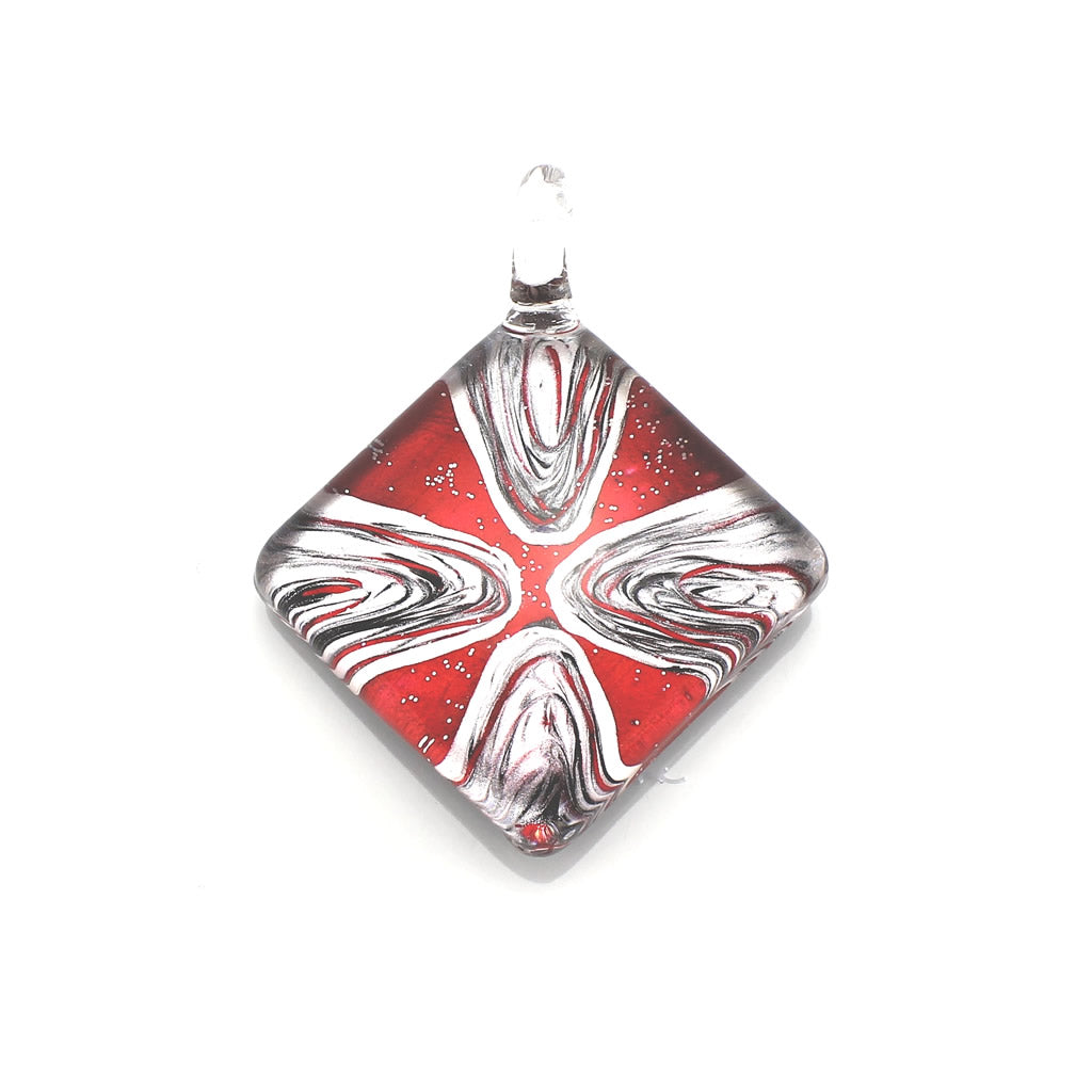 SWN566 - Red Glass Diamond Pendant Necklace