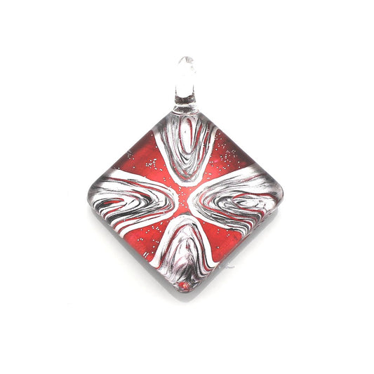 WSWN566 - Red Glass Diamond Pendant Necklace