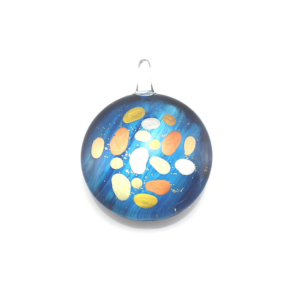 SWN568 - Blue Round Glass Pendant Necklace