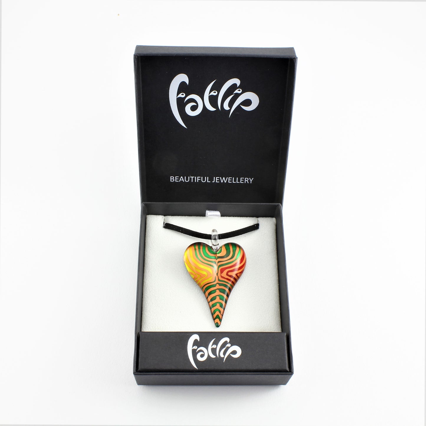 SWN574 Multi Coloured Glass Heart Pendant Necklace