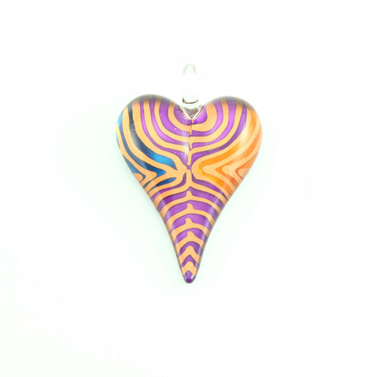 WSWN573 Multi Coloured Glass Heart Pendant Necklace