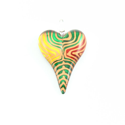 WSWN574 Multi Coloured Glass Heart Pendant Necklace
