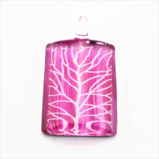 SWN577 Pink Rectangle Glass Pendant Necklace