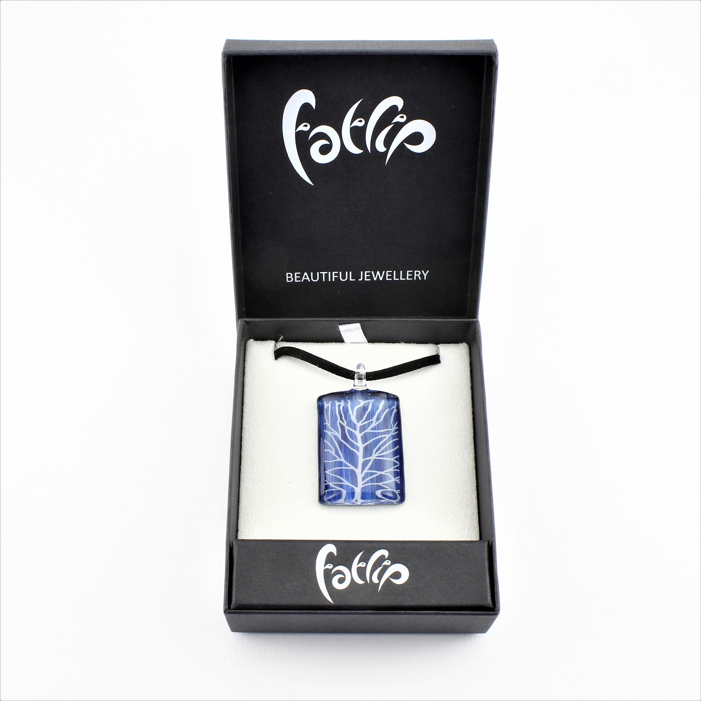 SWN578 Blue Rectangle Glass Pendant Necklace